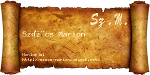 Szűcs Marion névjegykártya