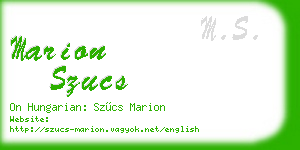 marion szucs business card